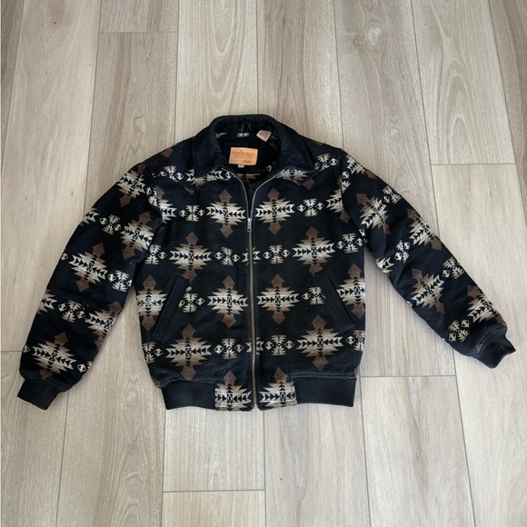 Barn Jacket Mens Size S Aztec Southwest Powder River Outfitters Zip Up Black - Picture 1 of 6